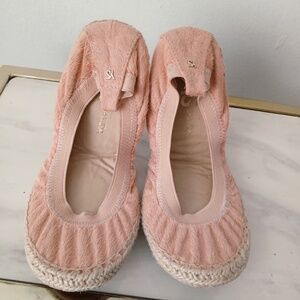 Yosi Samra Espadrille Pink Wedge Flats Women Size 7
